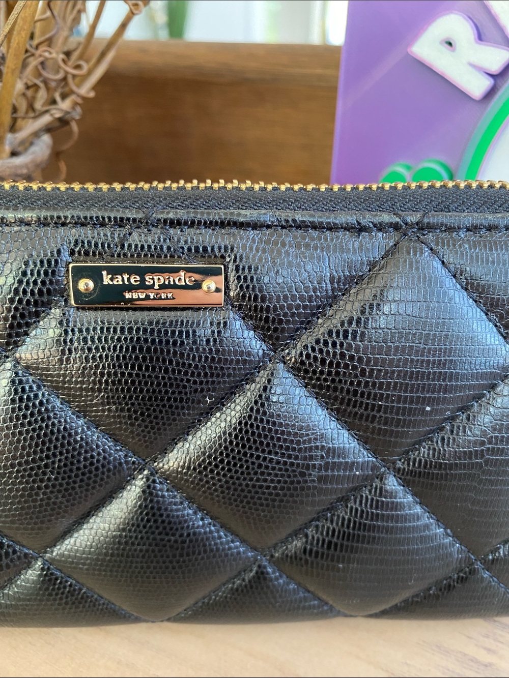 kate spade Black Quilted Leather Zip-Around Wallet - Picture 2 of 6